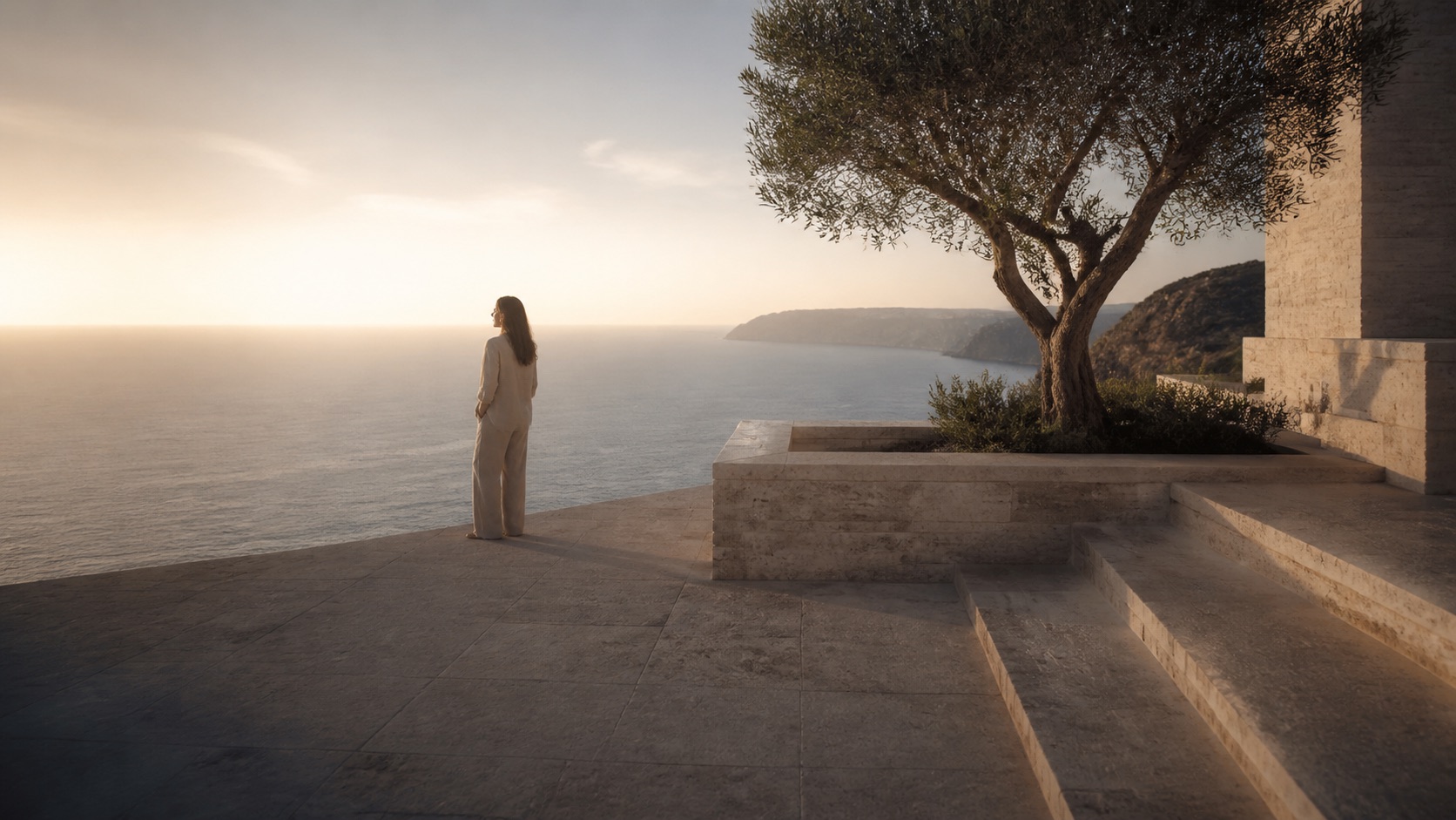 Mediterranean coastline and limestone residence